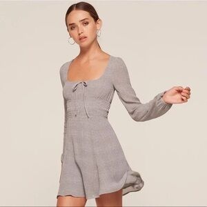 Reformation Gray Plaid Mini Dress